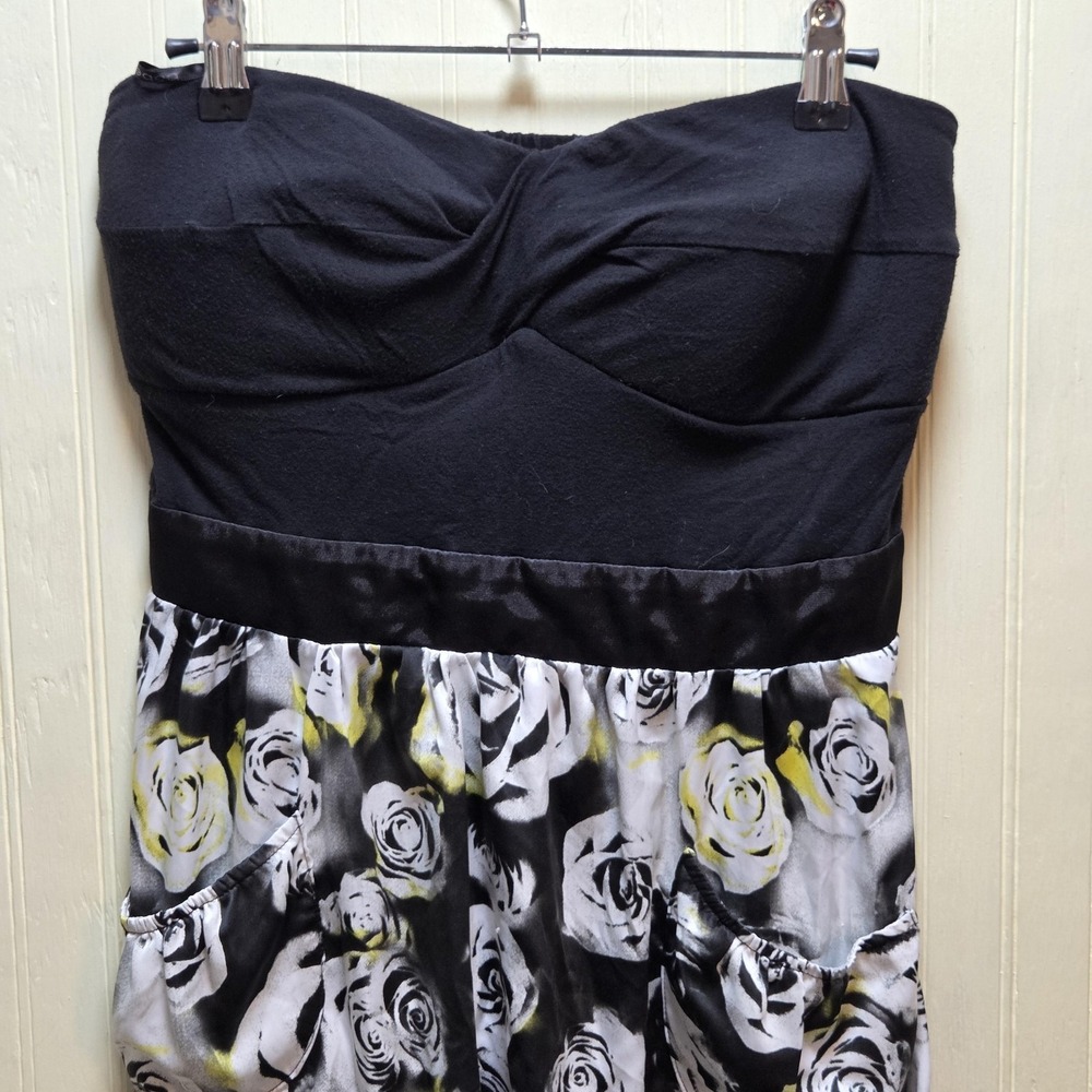 2b Bebe Dress Womens Large Floral Strapless Sweetheart Fit & Flare Mini Party